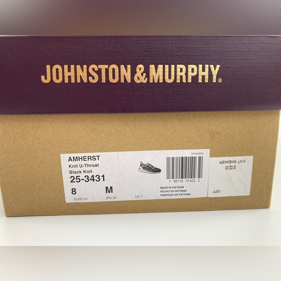 Johnston & Murphy AMHERST Knit U-Throat Shoe, Men's US Size 8M, Black (NWB) - Picture 10 of 11